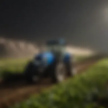 Farmers using LED technology for crop monitoring