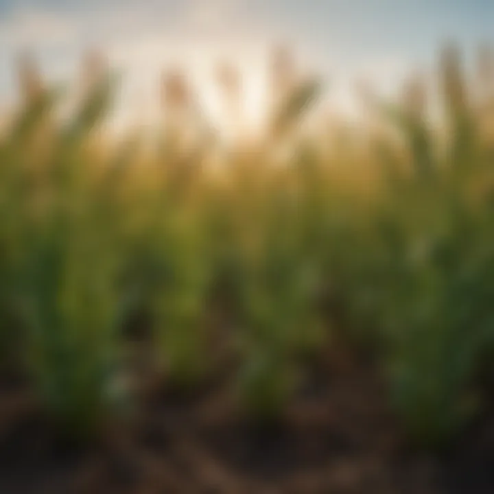 Close-up of diverse cover crop species showcasing their growth