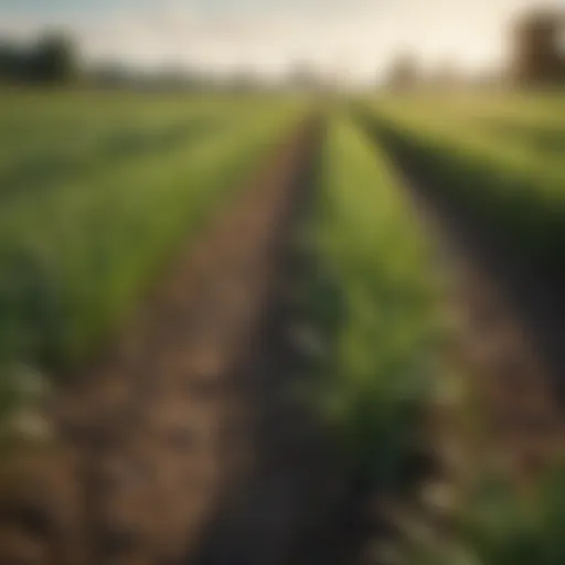 A lush green field of fast-growing cover crops