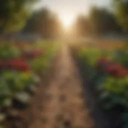 A lush agricultural landscape showcasing diverse crops