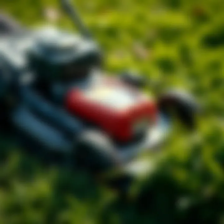 Precision Cutting: The Art of Lawn Mowing Close-up of mower cutting grass