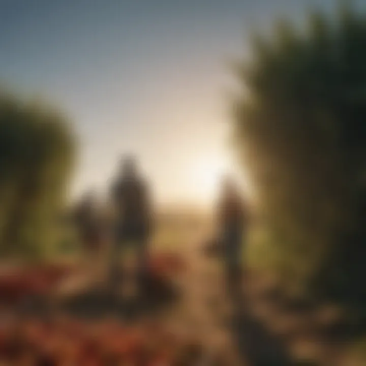 Community members engaging in a gleaning event