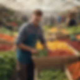 Vibrant display of gleaned produce in a farmer's market