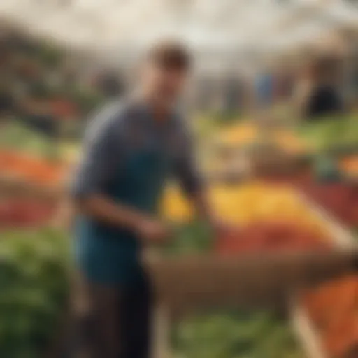 Vibrant display of gleaned produce in a farmer's market