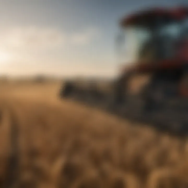 Harvesting awnless winter wheat with modern agricultural equipment