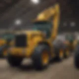 Heavy equipment auction showcasing various machinery