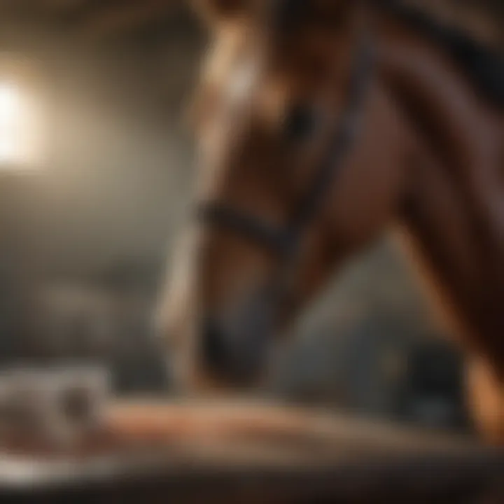 Horse receiving medication via oral administration