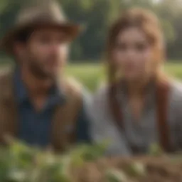 Diverse agricultural workforce collaborating in a field