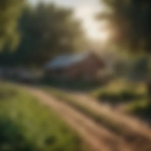 A serene small farm landscape with crops