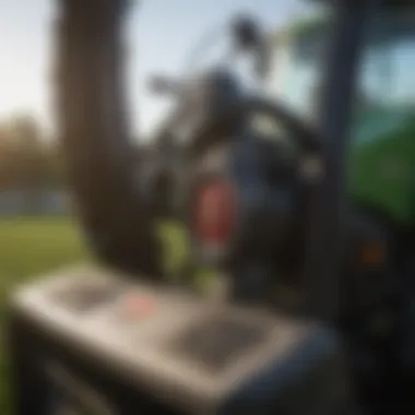 Close-up of lawn tractor controls