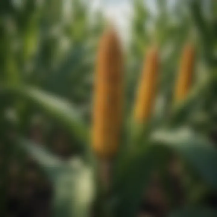 Graphic representation of hybrid corn plants showcasing growth and productivity.
