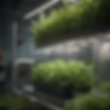 Hydroponic Herb Garden A vibrant array of hydroponically grown herbs in a home setup