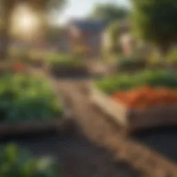 A vibrant community garden showcasing fresh produce ready for donation