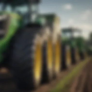 Close-up of John Deere machinery reflecting modern agricultural technology