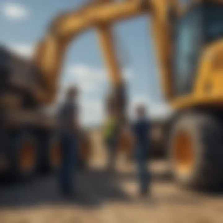 Inspection of heavy equipment prior to auction