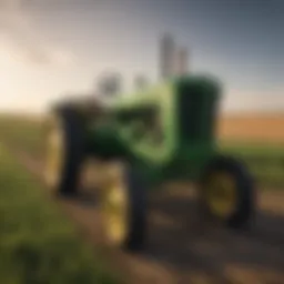 A vintage John Deere tractor in a Nebraska field