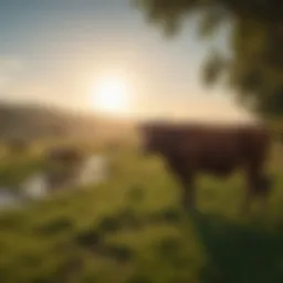 Cattle grazing on a lush green pasture showcasing sustainable farming practices.