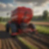 Detailed view of a Land Pride fertilizer spreader showcasing its features