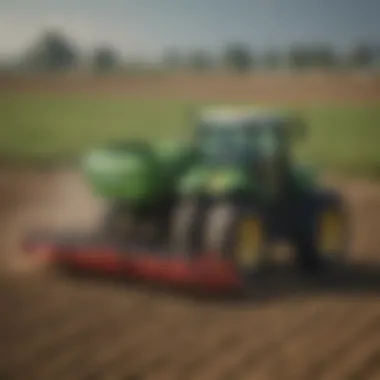 Land Pride spreader in action within a vast agricultural field