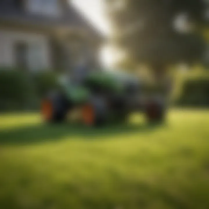 A lush green lawn maintained with a reel roller mower