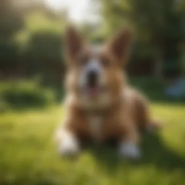Dog Enjoying a Green Lawn Dog playing on green grass