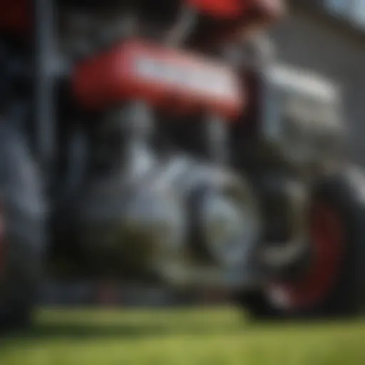 Close-up of a well-maintained lawn tractor engine.