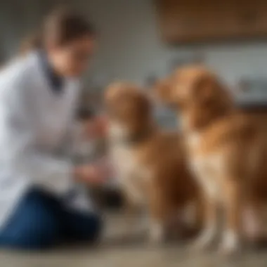 Veterinarian administering liquid furosemide to a dog