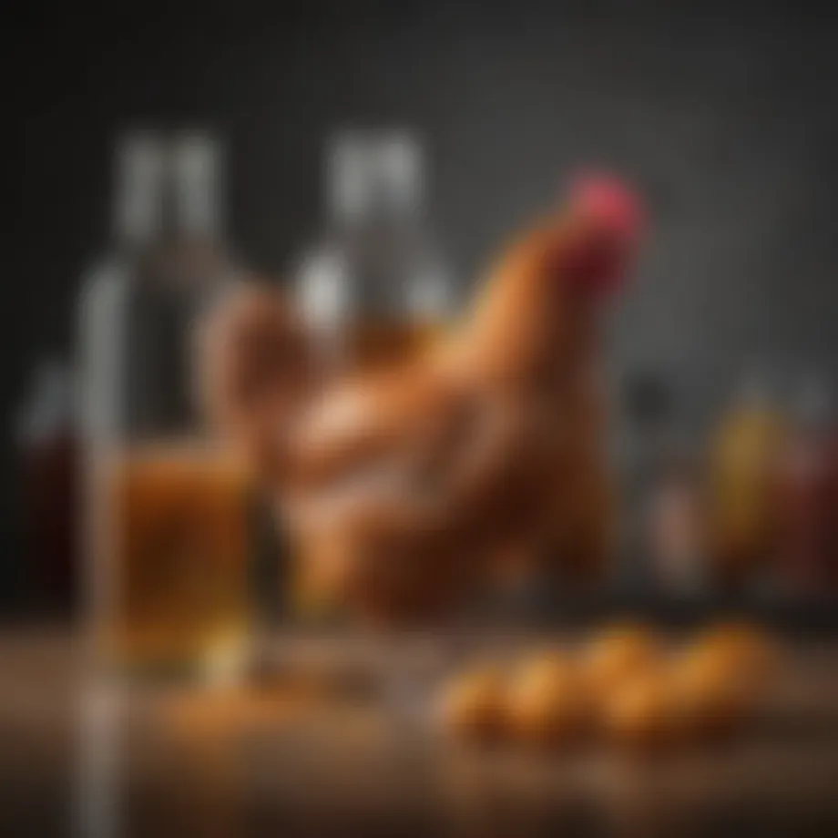 Illustration showcasing different types of liquid vitamins for chickens