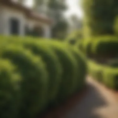 Precision in Horticultural Design Close-up of expertly trimmed hedges showcasing landscaping skills