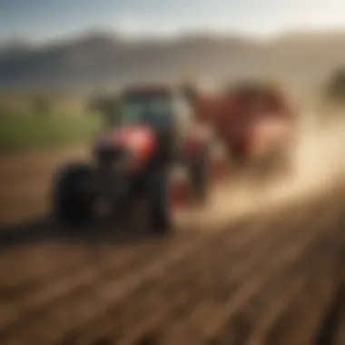 Engaging in Agricultural Activities An agricultural field with workers engaged in various tasks