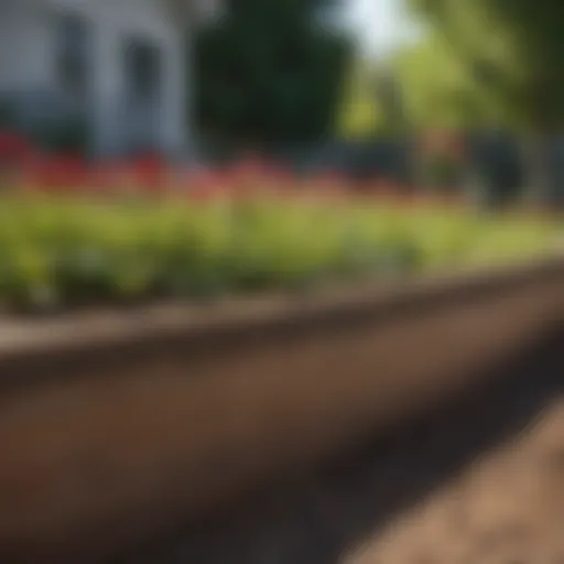 Close-up view of Lowes edge trim installed in a garden bed