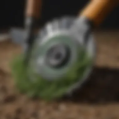 Close-up of Manual Brush Cutter Blade Design Detailed view of a manual brush cutter blade