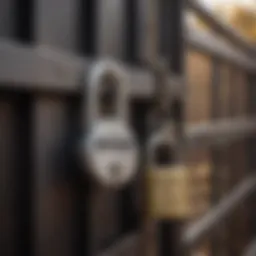 Mighty Mule Gate Lock close-up showing its robust design