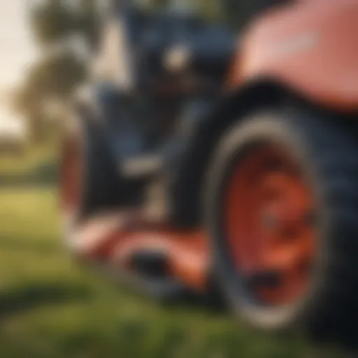 Close-up view of a modern mower showcasing its advanced features