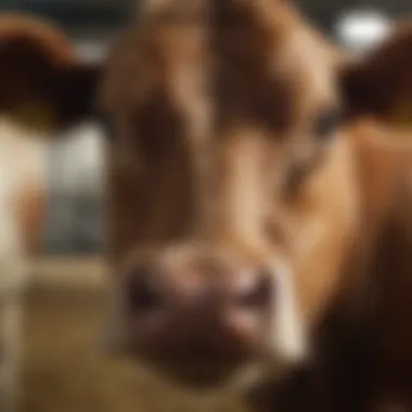 Close-up of a bred heifer with a focus on breeding techniques