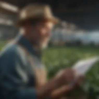 A farmer analyzing agricultural data