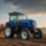 New Holland tractor at auction showcasing bids