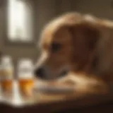 A dog receiving medication from its owner