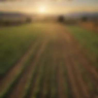 A serene agricultural landscape showcasing crops thriving thanks to responsible antibiotic use