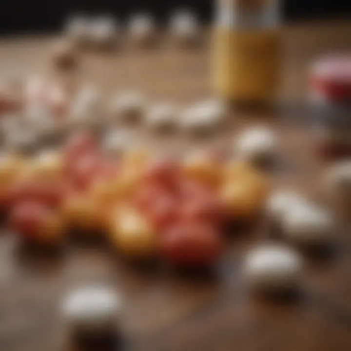 A close-up view of tetracycline pills and capsules on a wooden surface