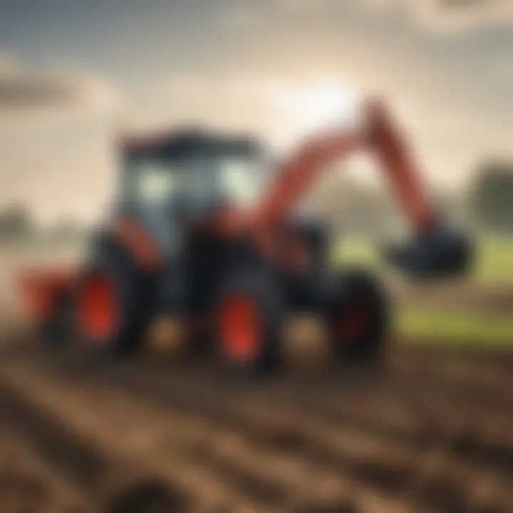 Demonstration of operational techniques for using a post hole digger with a sub compact tractor.