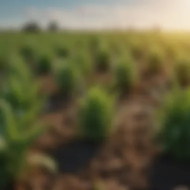 Crop field with healthy plants indicating effective fertilization