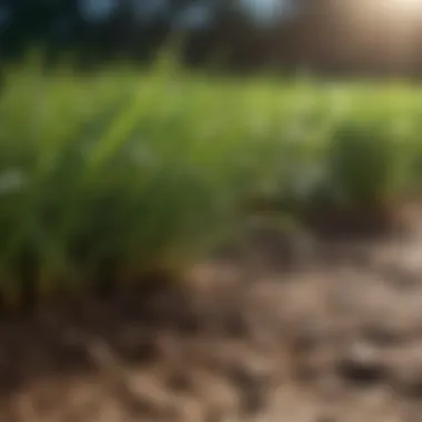 Soil Moisture and Grass Health Detailed close-up of soil moisture levels