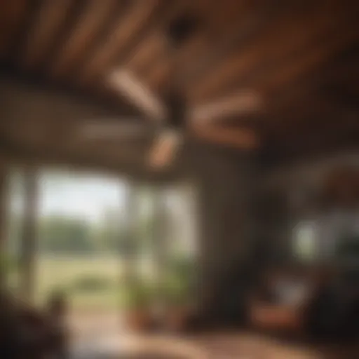 Outdoor belt driven ceiling fan in an agricultural setting