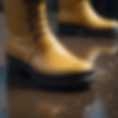 Close-up of the material and texture of rain boots