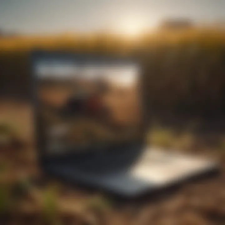 A laptop displaying job listings related to agriculture