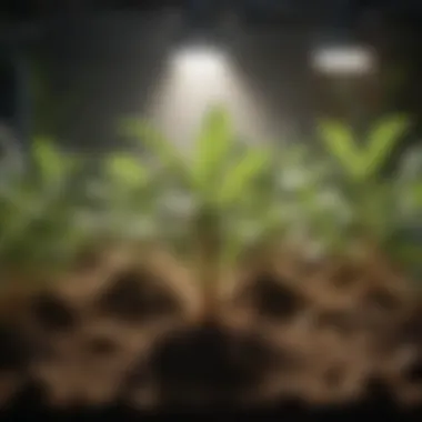Impact of Light Wavelengths on Plant Growth Close-up of plant growth under specific light wavelengths