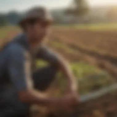 A farmer utilizing a portable catch pen in an agricultural setting