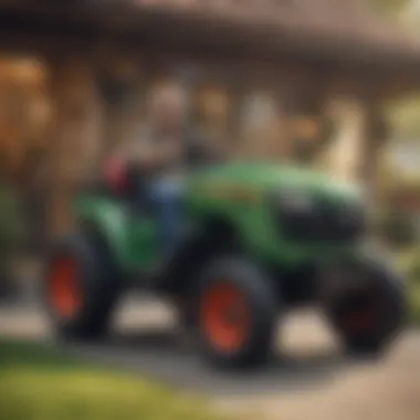 Post-Purchase Support at Dealership Post-purchase support assistance at a lawn tractor dealership