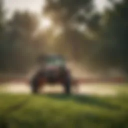 A high-precision agricultural sprayer in action across a lush field
